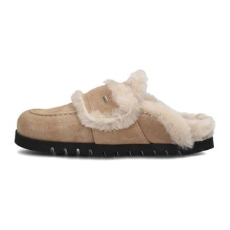 Nubikk Schoenen, Dames, Beige, 40 EU, Wol, Beige Teddy Fur Instappers