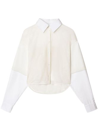 Off-white Blouse met mesh - Wit