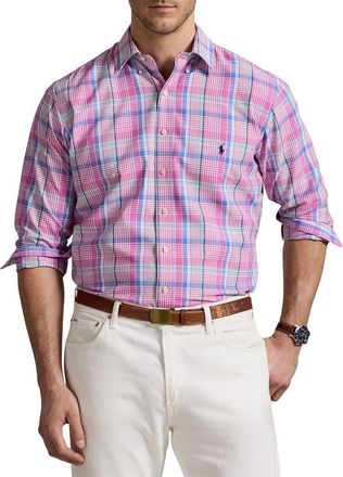 Polo Ralph Lauren Big & Tall Performance Oxford Sport Shirt in Pink Blue at Nordstrom, Size Xx-Large