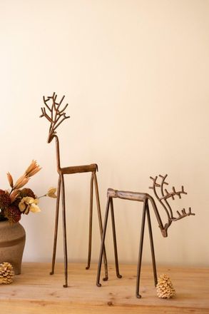 Kalalou Set Of Two Forged-Iron Deer