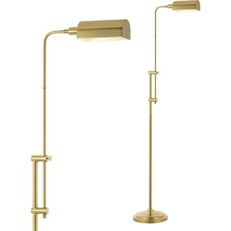 Jonathan Y Designs Zinnia 63 Industrial Minimalist Height-Adjustable Iron Pharmacy LED Floor Lamp, Brass Gold at Nordstrom