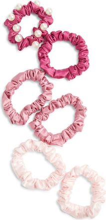 Chelsea28 6-Pack Satin Ponytail Holders in Warm Pink Multi at Nordstrom