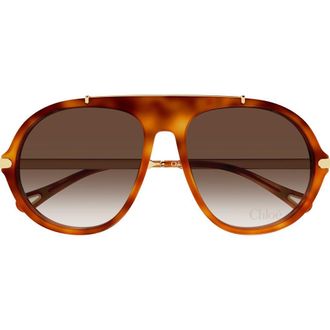 Chlo&eacute; 58mm Gradient Round Sunglasses in Havana at Nordstrom