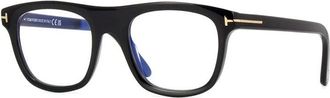 Tom Ford Eyeglasses Square Full Rim, Shiny Black Frame And Clear Blue Light Block Lens Ft5939-B001
