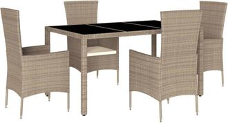 vidaXL Set comedor de jardín 5 pzas con cojines ratán sintético beige Vidaxl