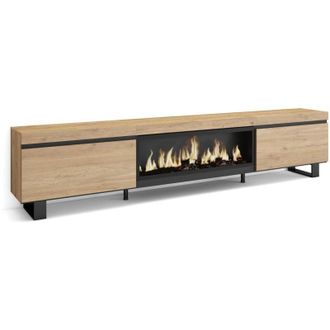 Skraut Home Skraut Home - Mobile tv Soggiorno, Ampio spazio a disposizione, 267x57x35 cm, tv di grande formato, Camino elettrico xxl, Design industriale, Stile