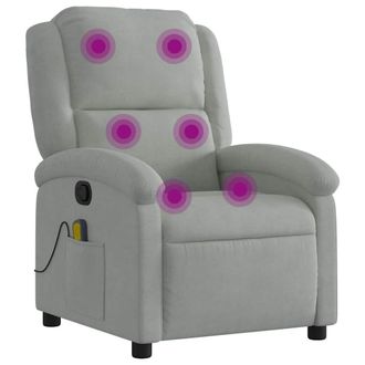 vidaXL Sill&oacute;n Reclinable De Masaje Terciopelo Gris Claro Vidaxl