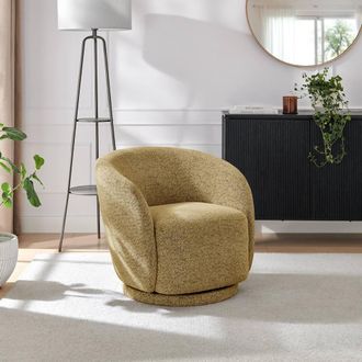 Furniturebox Romilly Fabric Swivel Accent Tub Chair in Yellow