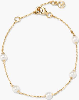 Mejuri Mini Satellite Bracelet in Gold /Pearl by MEJURI at Nordstrom, Size Large