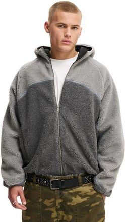 Cotton On Mens Hooded Teddy Jacket in Grey Panelling at Nordstrom, Size Xx-Large