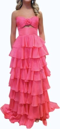 Sherri Hill Layered Prom Dress In Coral