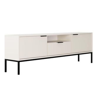 Petits Meubles Mueble tv 175 cm patas negras tableros de part&iacute;culas blanco