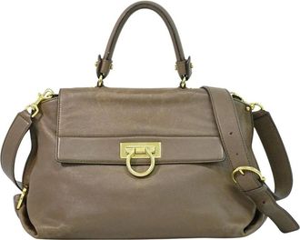 Ferragamo Pre-owned Handbags, female, Brown, Size: ONE SIZE Pre-owned Vintage Gancini Satchel Bag