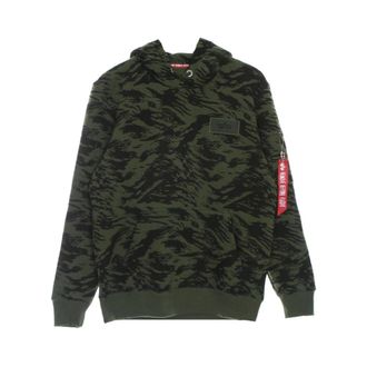 Alpha Industries Groene Camo Brushstroke Hoodie Stijlvol - Heren - Hoodies - Groen - XL - Katoen - Hoodies & sweatvesten
