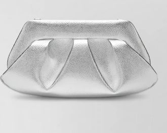 Themoir&egrave; metallic pleated rectangular clutch bag