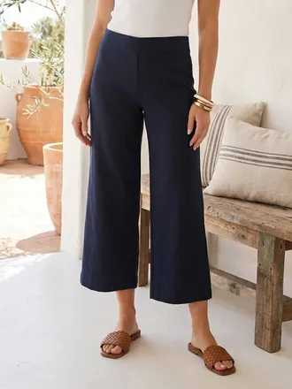 Fifteen Twenty Wide Leg Cropped Pants In Navy