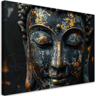 Feeby Cuadro Sobre Lienzo, Estatua De Buda Negra Zen Spa Oriente, 120x80