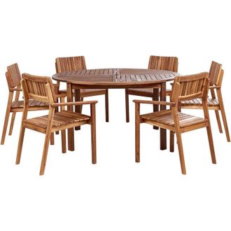 Beliani Set 7 Pezzi da Pranzo Giardino Esterno Set Tavolo Sedie Acacia Legno Chiaro Agello/Tolve