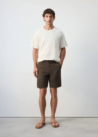 Mango Bermuda denim misto cotone lino regular-fit marrone - Uomo - 44 - MANGO MAN