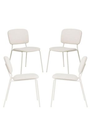 Regalos Miguel Packs Sillas Comedor - Pack 4 Sillas Lunik Tela - Blanco