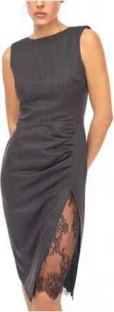 Liu Jo Pinstripe Midi Jurk - Dames - Casual kleedjes - Grijs - 2XL - Polyester - Kleedjes