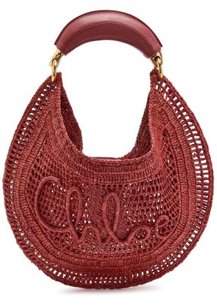 Chlo&eacute; Summer Banana Logo Raffia Shoulder bag - Red - One Size
