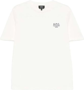 A.P.C. White Crew Neck Logo T-Shirt