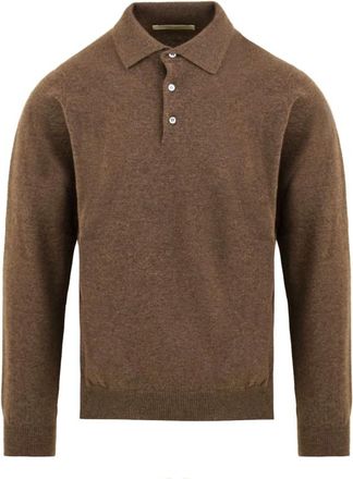 FILIPPO DE LAURENTIIS Polo Collar Sweater - Heren - Polos - Bruin - L - Kasjmier - Tops