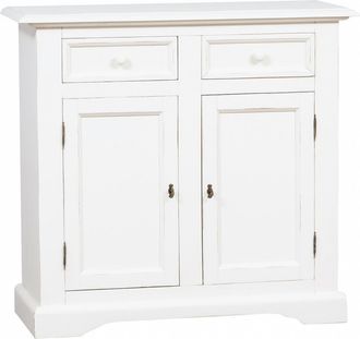 Biscottini International Alcena Country De Madera Maciza De Tilo Acabado Con Efecto Blanco Envejecido 110x45x103 Cm