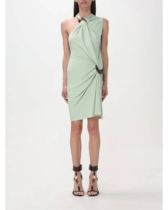 Ferragamo One Shoulder Draped Jersey Dress In Olive Green