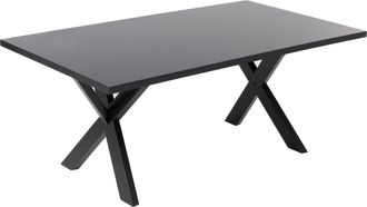Beliani Mesa De Comedor Negra 180 X 100 Cm Patas De Madera Maciza Cocina Moderno Lisala
