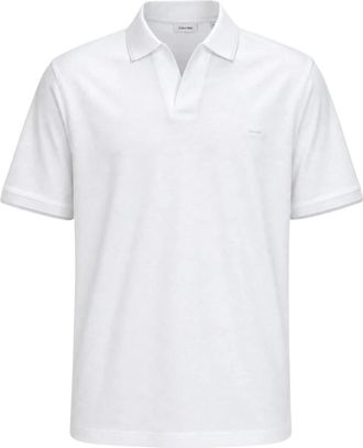 Calvin Klein Jeans Glad katoenen open polo - Heren - Polos - Wit - XL - Katoen - Tops