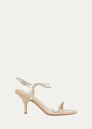 Chlo&eacute; 75mm Zia Embellished Leather Sandals
