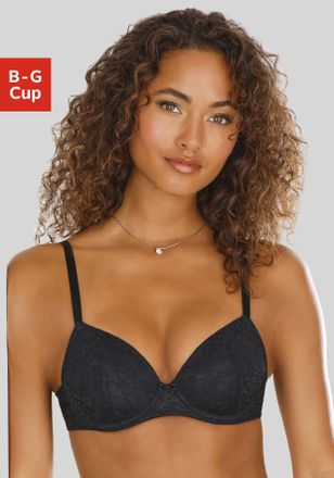 Vivance Push-up-BH VIVANCE, Damen, Gr. 100, Cup D, schwarz, Spitze, Obermaterial: 67% Polyamid, 22% Polyester, 11% Elasthan, BHs Push-up-BH, mit B&uuml;gel aus zar