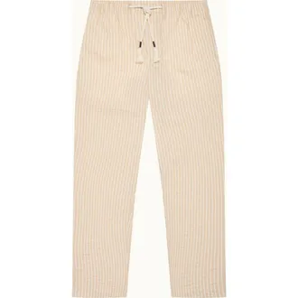 Orlebar Brown Sonoran Seersucker Relaxed Fit Seersucker Stripe Trousers in Biscuit/latte Stripe at Nordstrom, Size 36