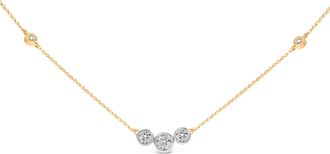 House of Brilliance 10K Yellow Gold Plated Sterling Silver 1.0 Cttw Lab Grown Diamond Bezel Station Necklace
