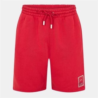 Off-white Mens Off White Solid Sweat Shorts with Clean Hem in Red/Beige - Size Small
