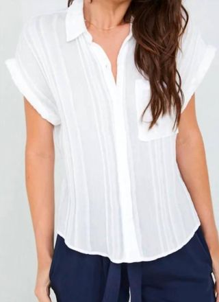 Bella Dahl Short Sleeve Pocket Button Down In White