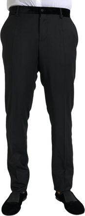 Dolce & Gabbana Mens Classic Fit Trousersvelvet Waistband - Black Silk - Size EU 54 (Mens)