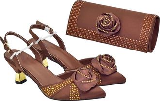 Generic Women Italian Shoes Bag Set Rhinestoness Nigerian Wedding Garden Party