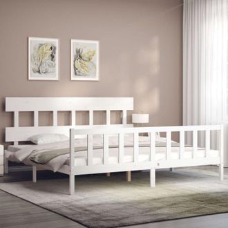 vidaXL Bed Frame without Mattress White 200x200 cm Solid Wood Pine Vidaxl