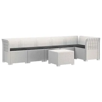 vidaXL Divano Da Giardino 6 Posti Con Cuscini Aspetto Rattan Pp Bianco Vidaxl