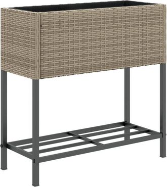 vidaXL Jardinera Con Estante Rat&aacute;n Sint&eacute;tico Gris Vidaxl