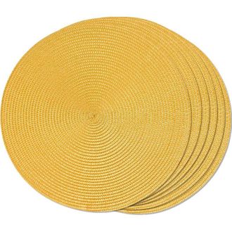 OEM Juego De 6 Manteles Individuales Redondos Amarillos Trenzados, 38 Cm - Antideslizantes Y Lavables - Para Proteger Las Mesas De Comedor - Material De P