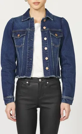Dear John Denim Roselyn Crop Raw Hem Trucker Jacket in Denali at Nordstrom, Size X-Small