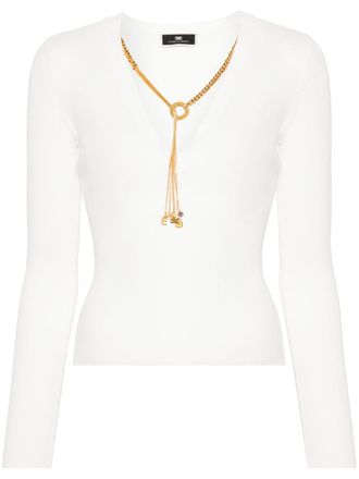 Elisabetta Franchi Maglione con collana rimovibile - Toni neutri