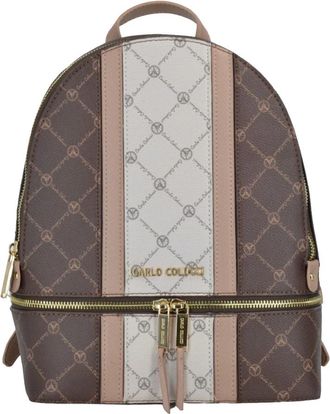 Carlo Colucci Rugzak met logoprint - Dames - Rugzakken - Bruin - ONE Size - Tassen