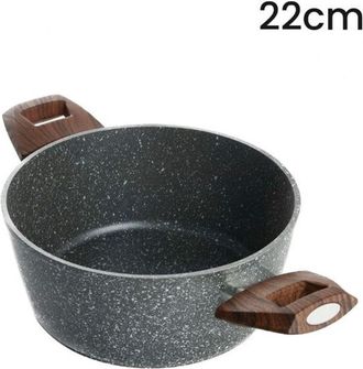 Trade Shop Trade Shop - Cazuela Con 2 Ollas De Madera Resistente A Los Ara&ntilde;azos De Madera Para La Inducci&oacute;n De &Oslash;16 A 24cm - -di&aacute;metro 22cm