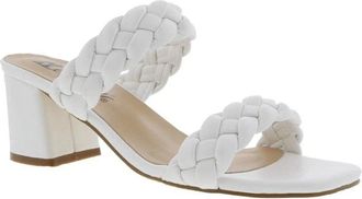 Bellini Womens Bellini Fuss Sandals White Faux Leather Braided Strap Slide GAL1124