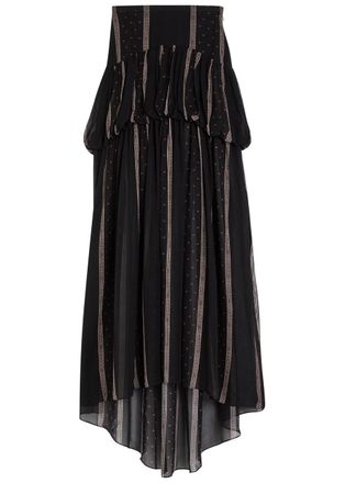 Liberowe Nina Printed Silk-chiffon Maxi Skirt - Black - XS/S (UK6-8 / XS)